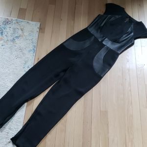 Monique Lhuillier jumpsuit with leather trim